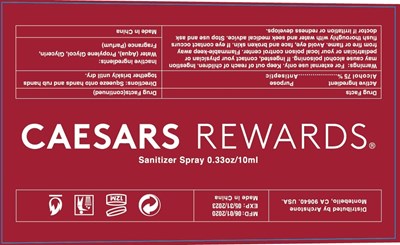 image of label - Caesars rewards sanitizer spray 10 ml